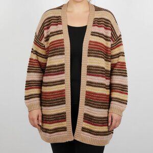 Margeaux & Ellie Women's Pink & Brown Striped Cardigan Sweater Plus Size 1X